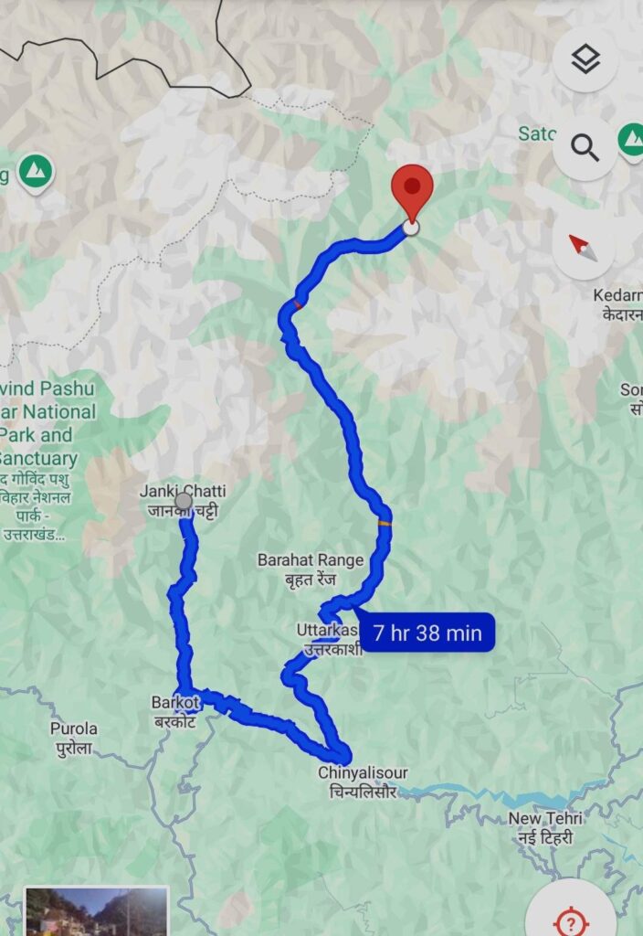 Yamunotri to Gangotri distance
Yamunotri to Gangotri route map