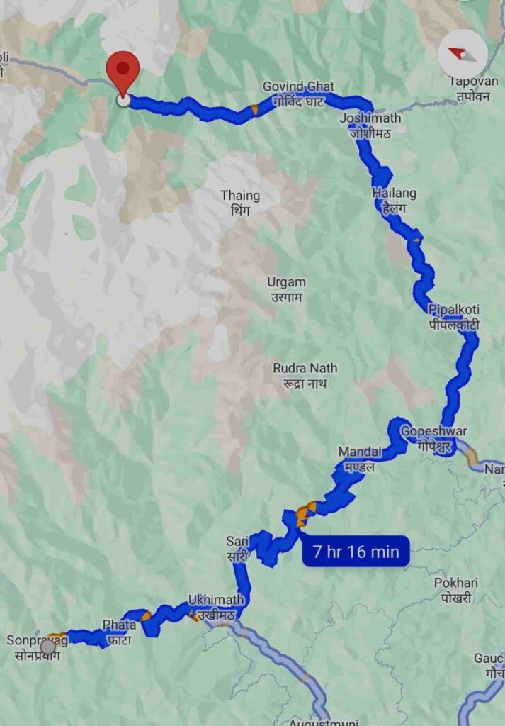 Sonprayag to Badrinath distance 
Sonprayag to Badrinath route map 