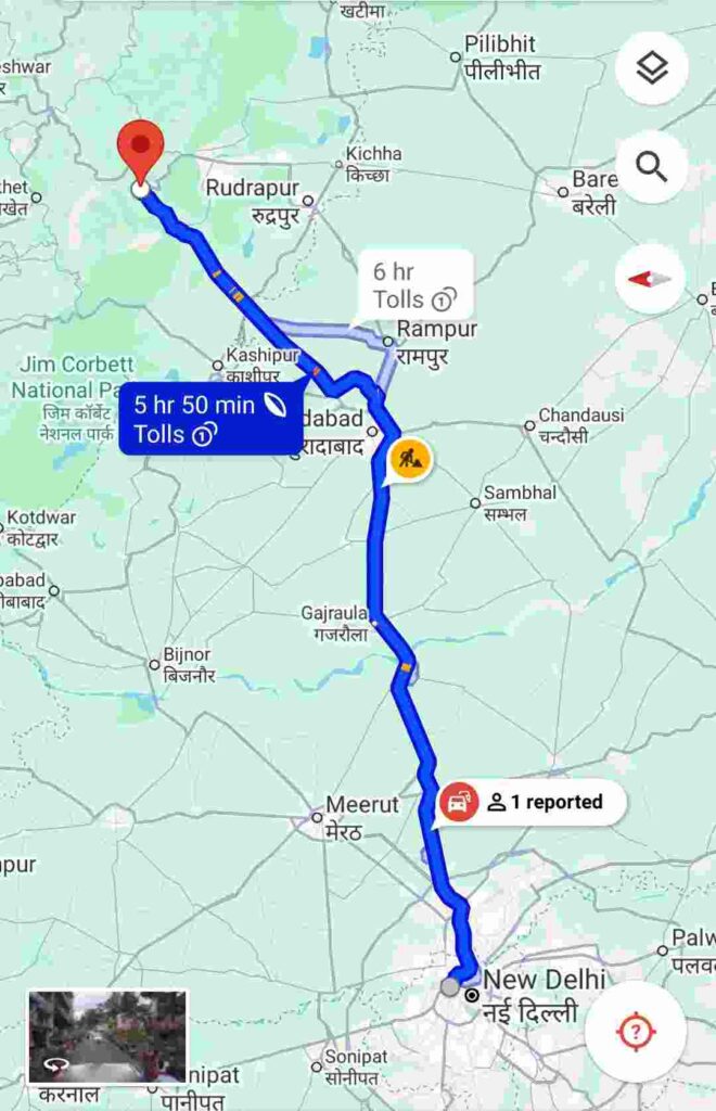 Delhi to Nainital distance 320 Km By Road, Bus, Details..